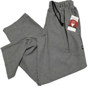 Chef Works Mens Size Large Black White Gingham Chef Pants Unisex NWT